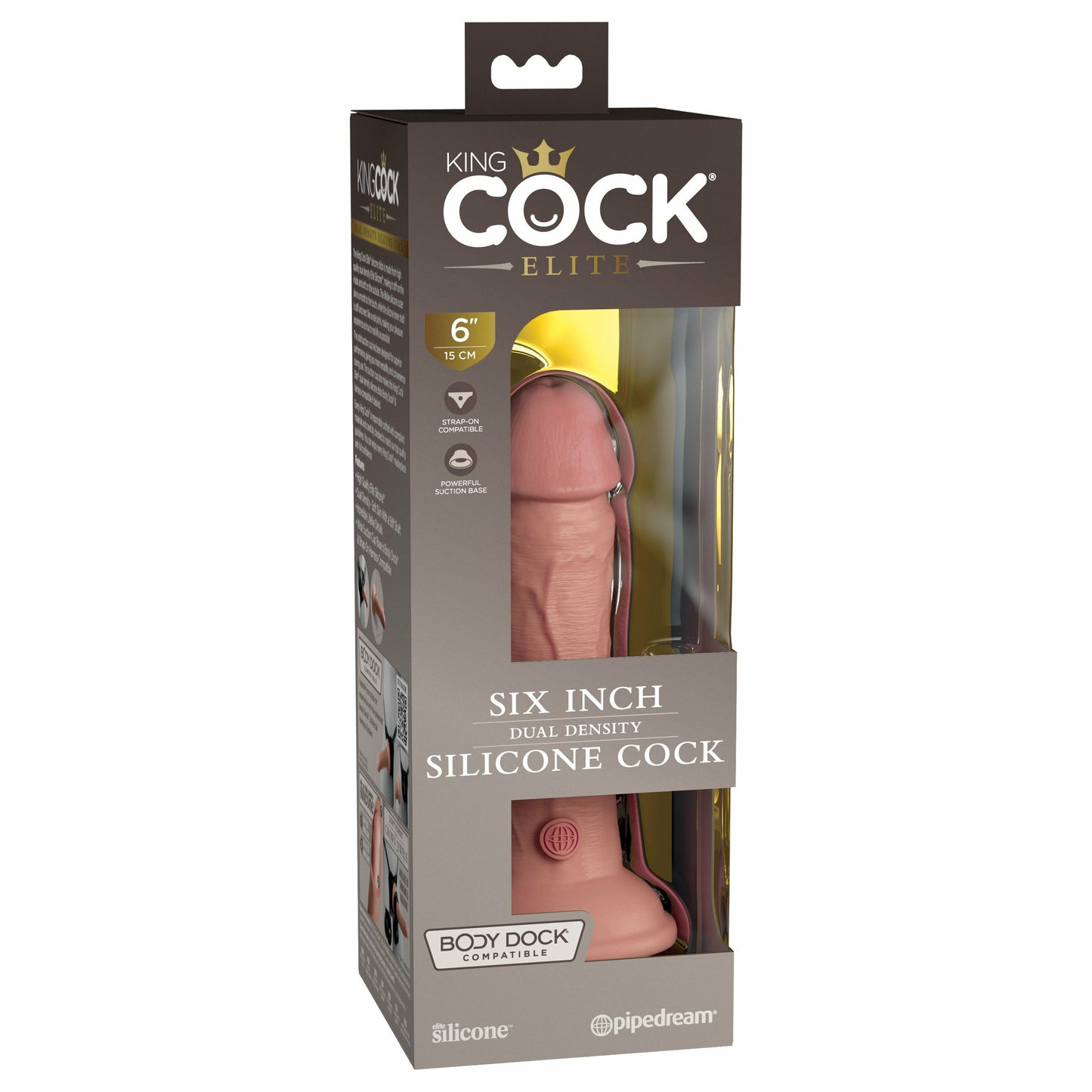King Cock Elite 6 Inch Silicone Dual Density Cock  - Light
