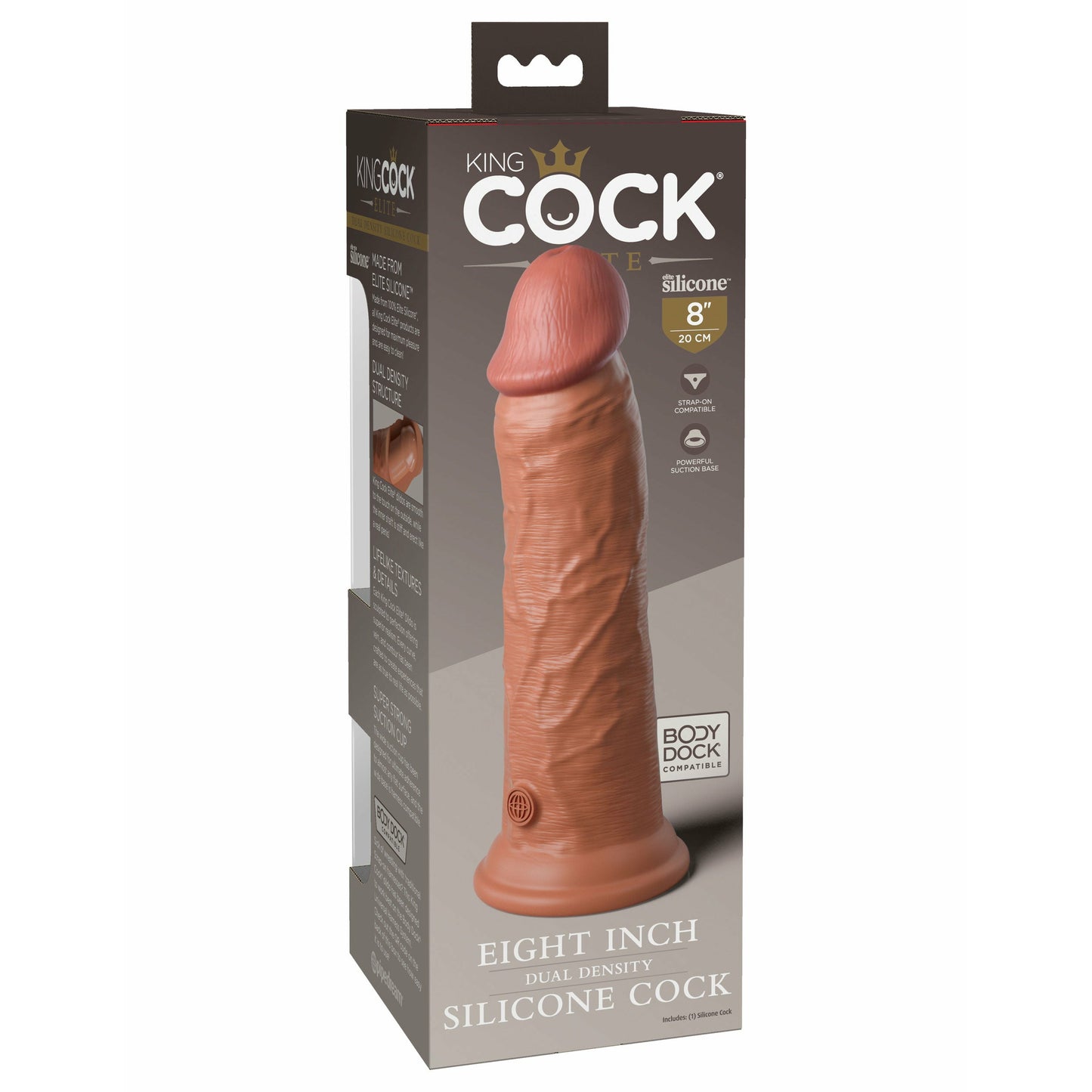 King Cock Elite 8 Inch Silicone Dual Density Cock  - Tan