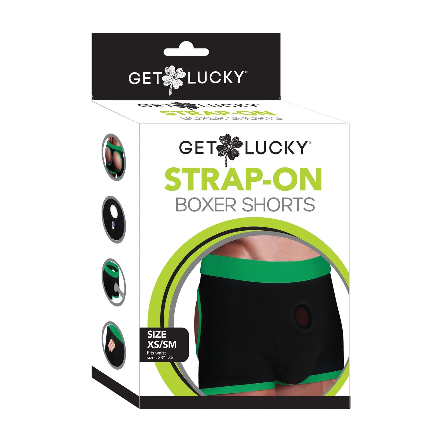 Get Lucky Strap on Boxer Shorts - Xsmall-Small -  Green/black