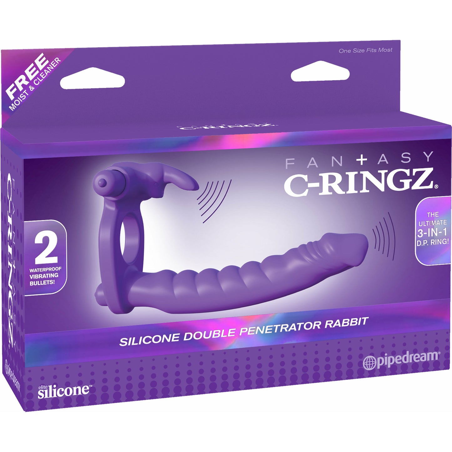 Fantasy C-Ringz Silicone Double Penetrator Rabbit - Purple