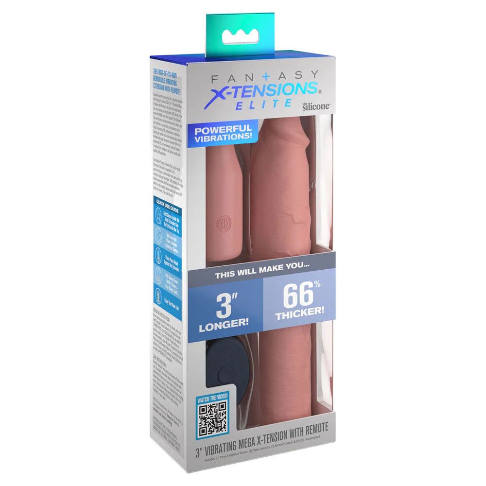 Fantasy X-Tensions Elite 9 Inch Sleeve Vibrating 3 Inch Plug With Remote - Light