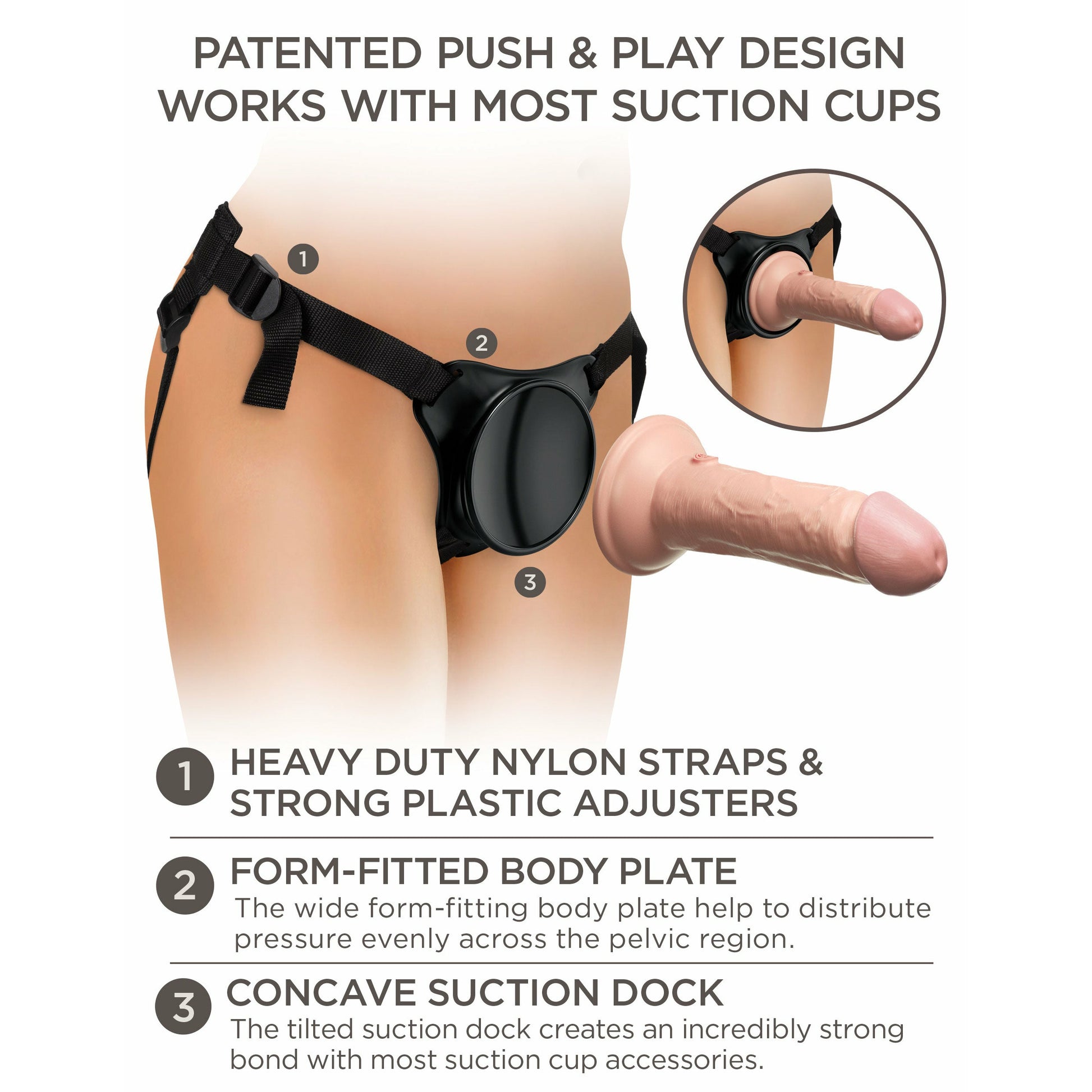 King Cock Elite Beginner's Silicone Body Dock Kit  - Harness and 6 Inch Dildo - Light PD5782-21