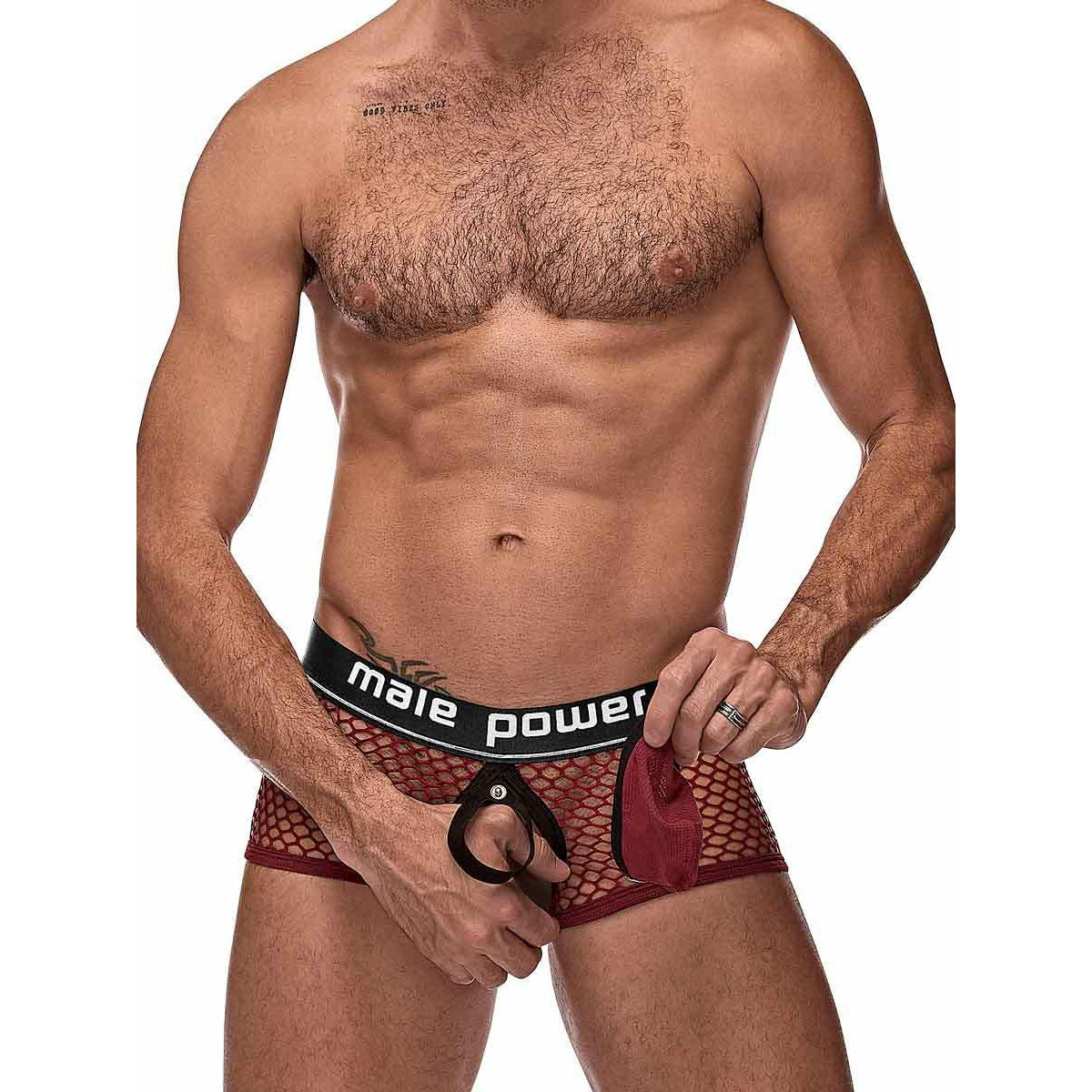 Cock Pit Net Mini Cock Ring Short - Extra Large - Burgundy