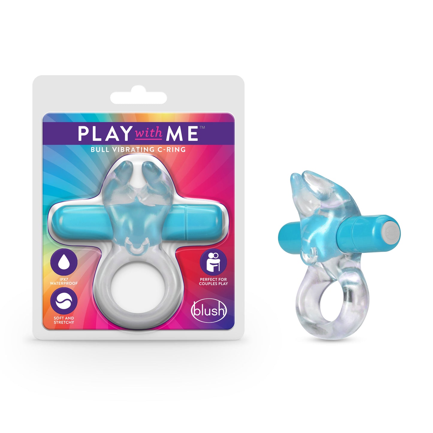 Play with Me Bull Vibrating C-Ring in Blue