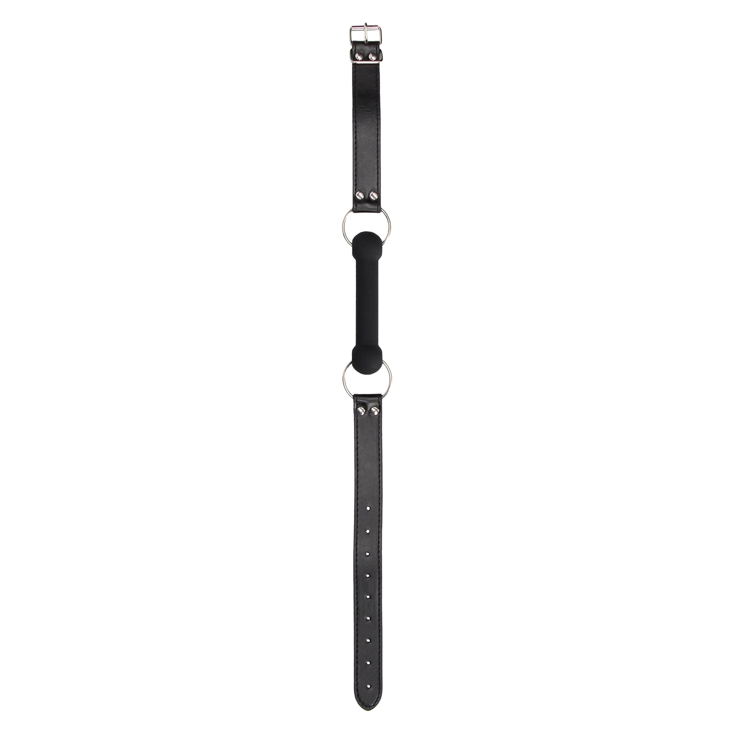 Silicone Bit Gag With Adjustable Bonded Leather Straps - Black