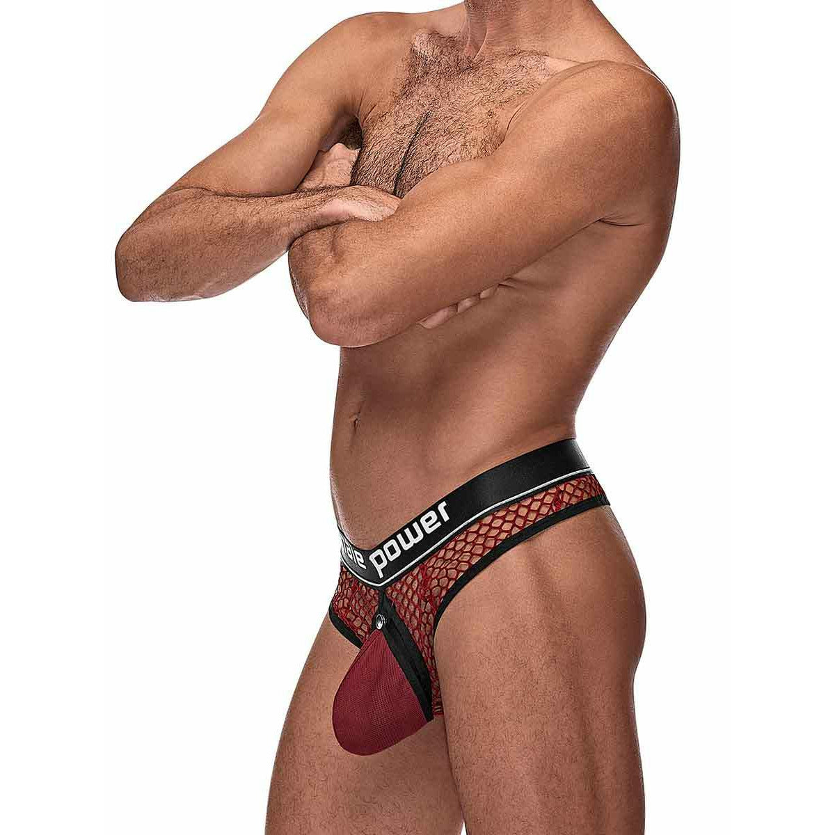 Cock Pit Net Cock Ring Thong - S/ M - Burgundy