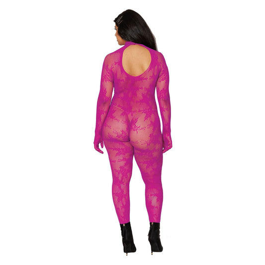 Bodystocking With Finger Gloves - Queen Size - Azalea