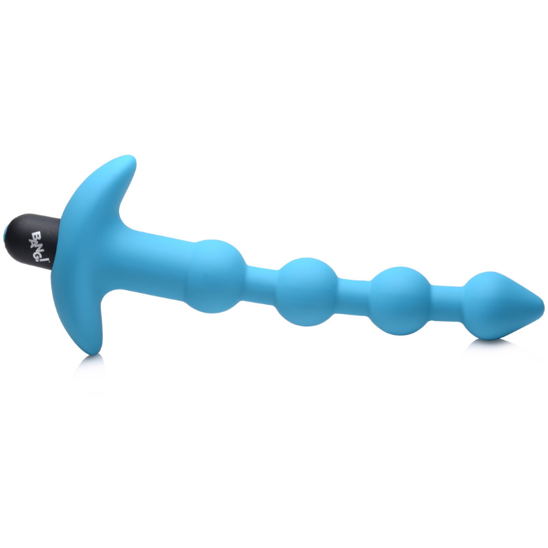 Bang - Vibrating Silicone Anal Beads and Remote Control - Blue