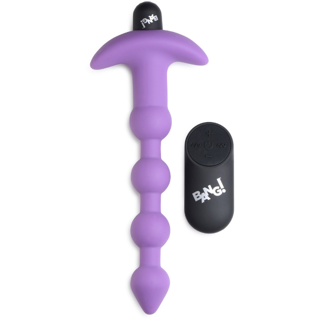 Bang - Vibrating Silicone Anal Beads and Remote Control - Purple