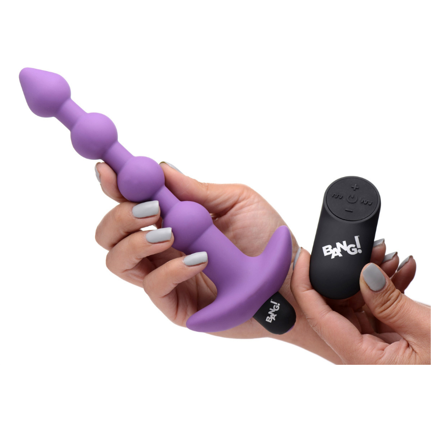 Bang - Vibrating Silicone Anal Beads and Remote Control - Purple