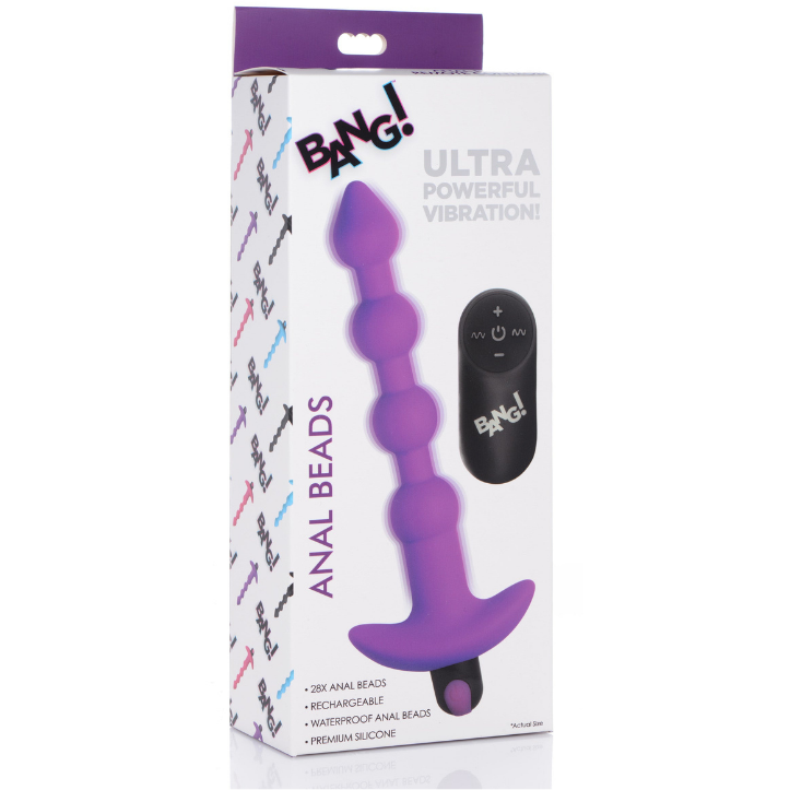 Bang - Vibrating Silicone Anal Beads and Remote Control - Purple