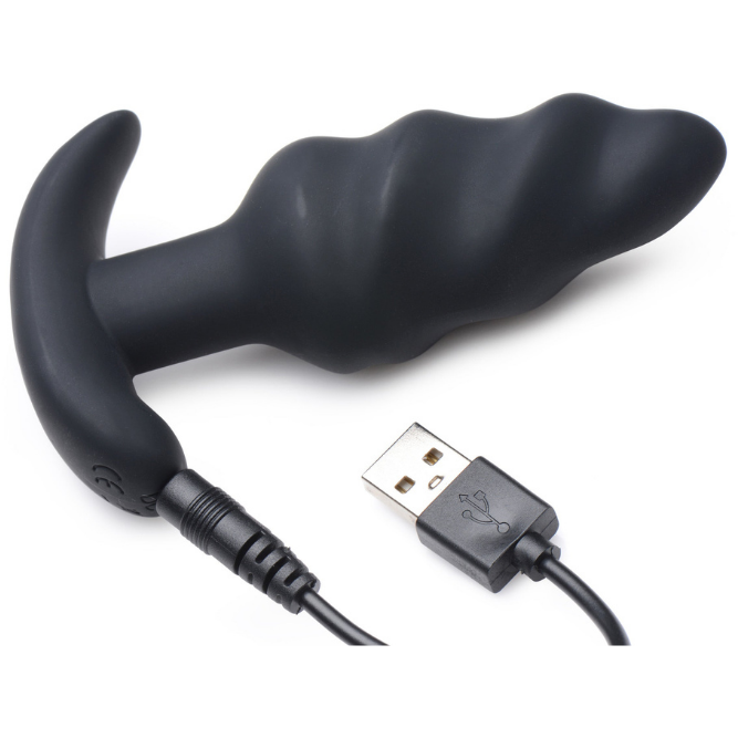 21x Silicone Swirl Plug With Remote -Black