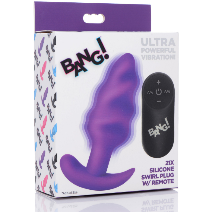 21x Silicone Swirl Plug With Remote - Purple