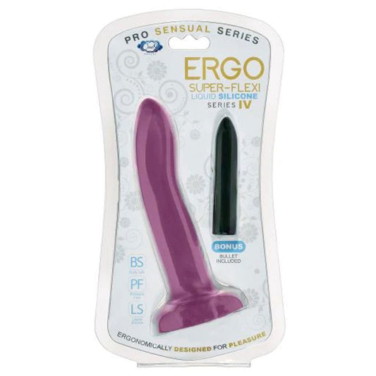 Ergo Super Flexi IV Dong Soft and Flexible Liquid Silicone With Vibrator - Plum