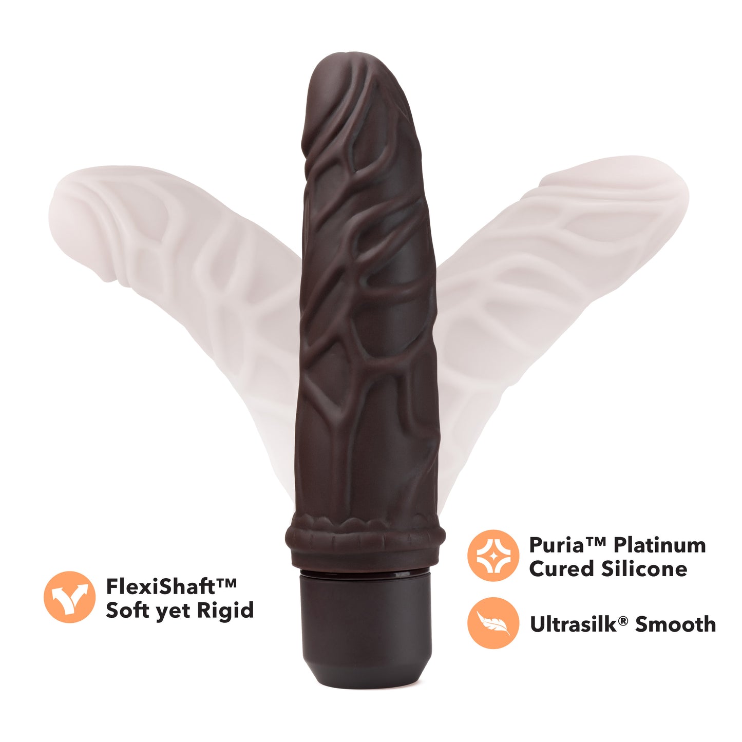 Dr. Skin Silicone - Dr. Robert - 7 Inch Vibrating  Dildo - Brown