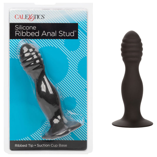 Silicone Ribbed Anal Stud - Black
