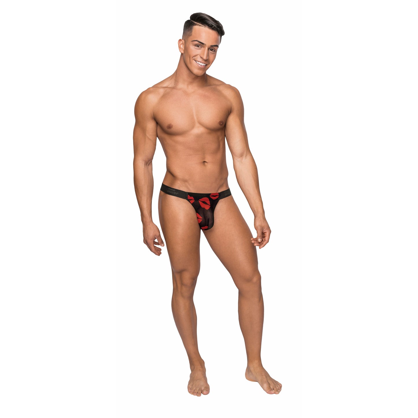 Kiss Me - Micro Thong v - Large/ X-Large - Sheer Lips MP-454232BKLXL