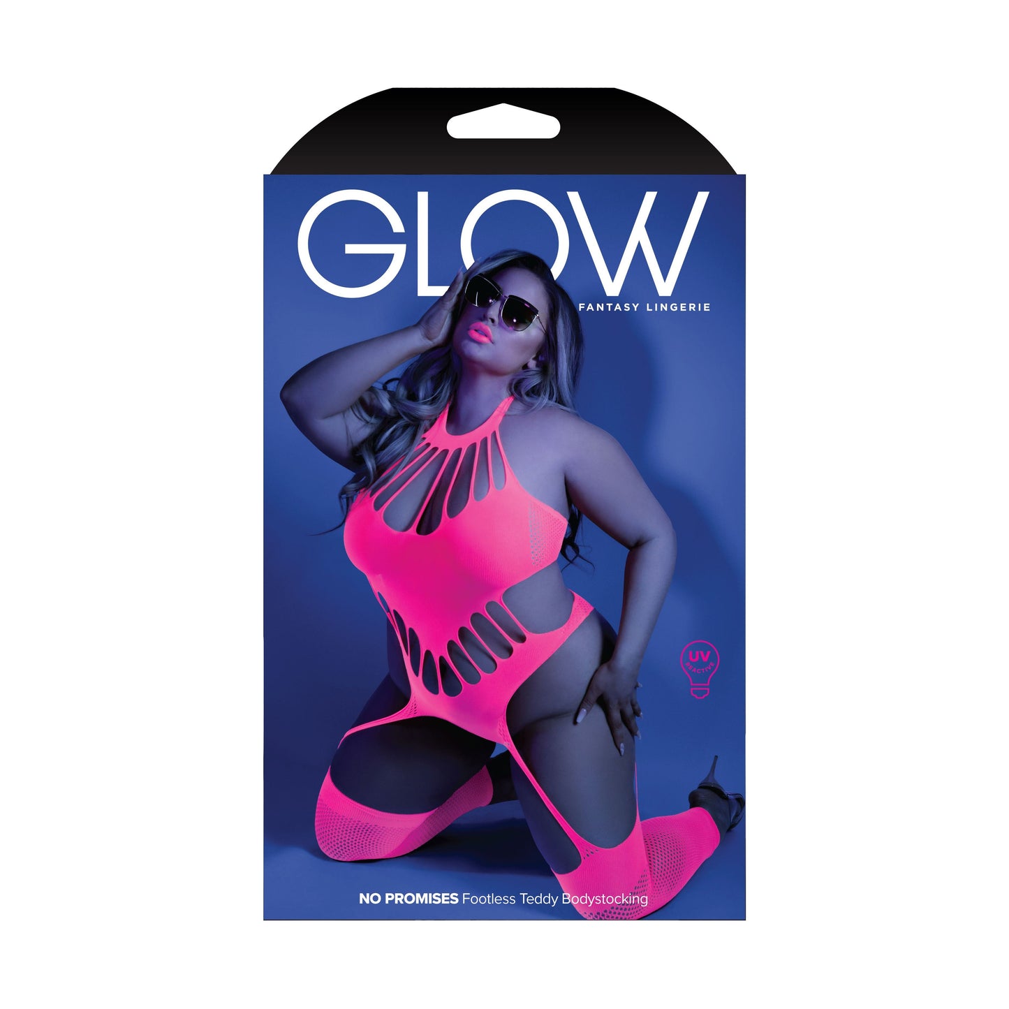 No Promises Teddy Bodystocking - One Size - Neon Pink
