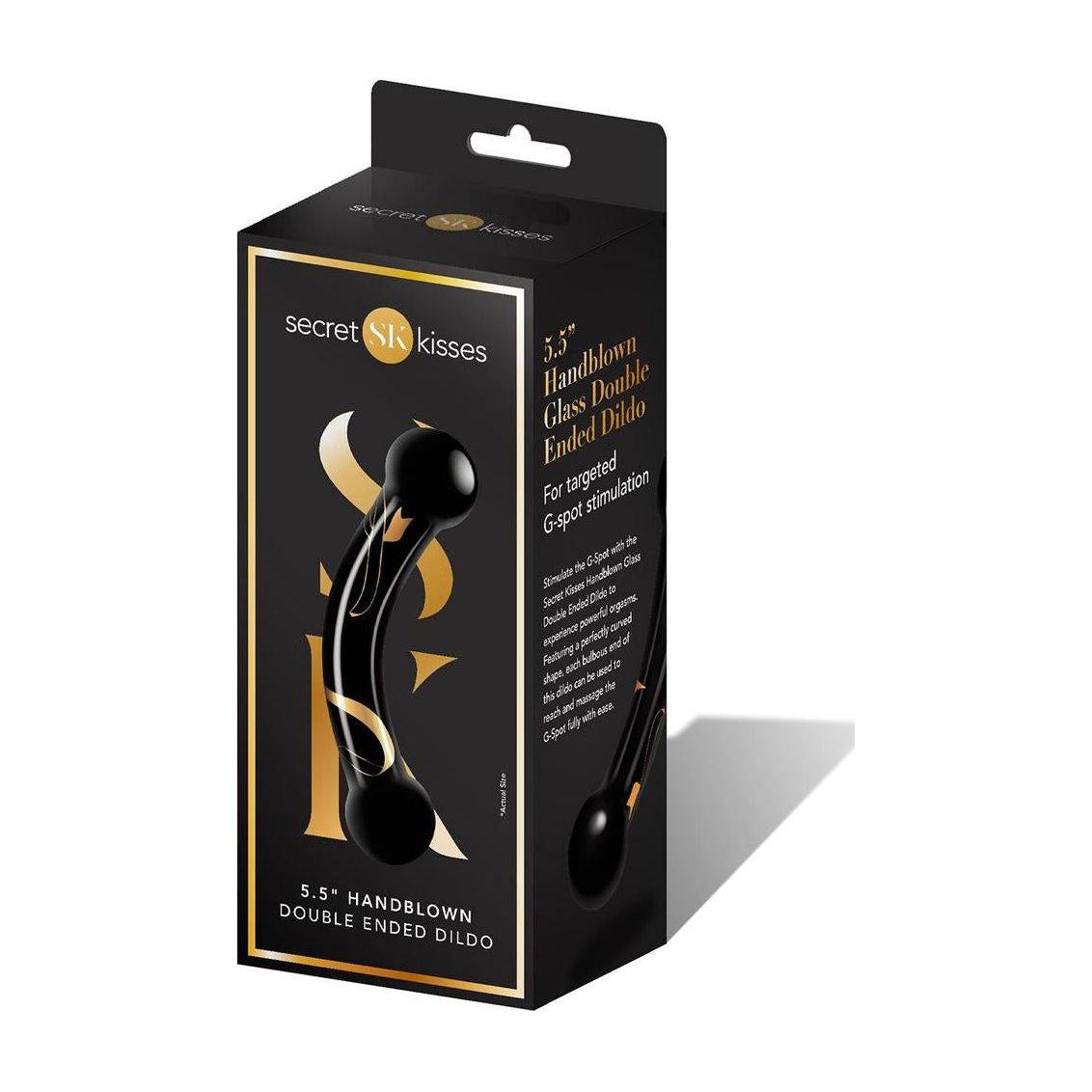 Secret Kisses - 5.5 Inch Handblown Glass Double Ended Dildo - Black