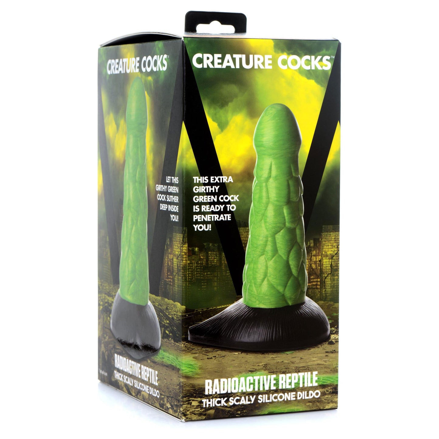 Cc - Radioactive Reptile Thick Scaly Silicone  Dildo - Green