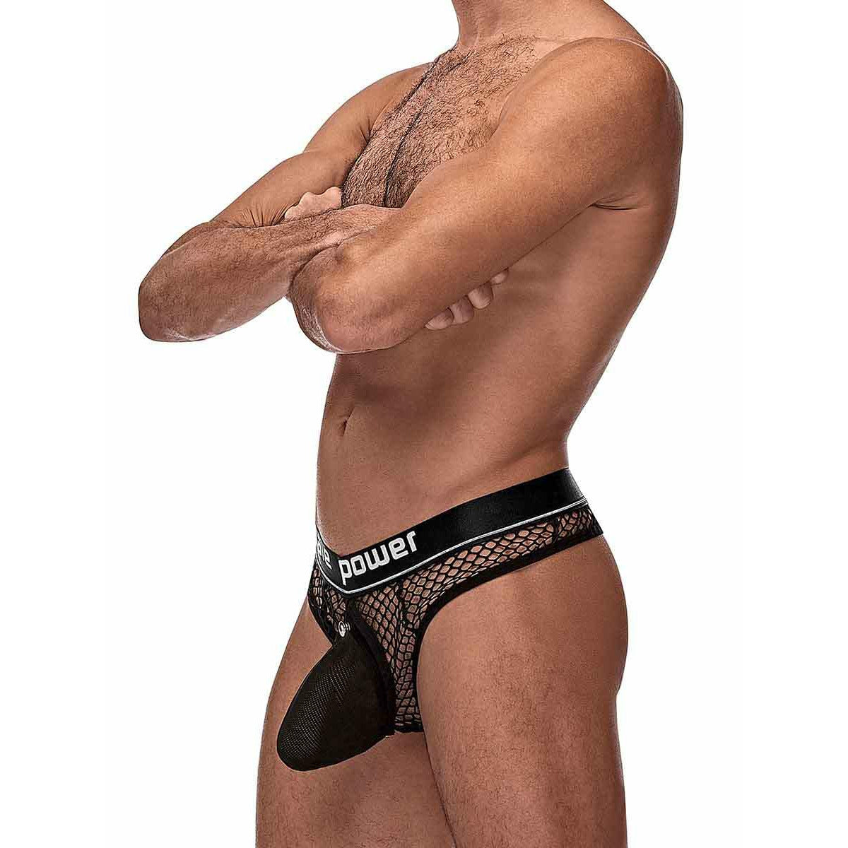 Cock Pit Net Cock Ring Thong - L/ XL - Black
