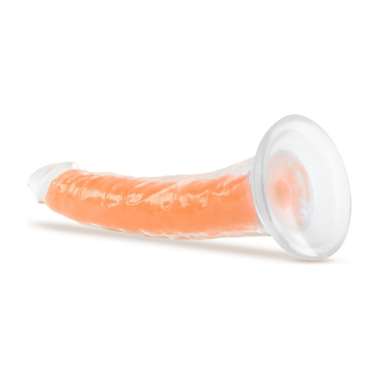 Neo Elite Glow in the Dark - Lavo - 7 Inch Silicone Dual Density Dildo - Neon Orange
