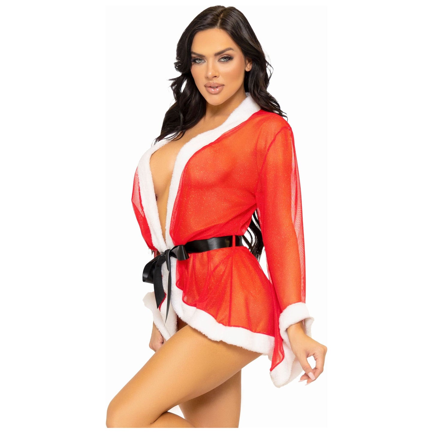 3 Pc Santa Robe and G-String Set - M/l - Red