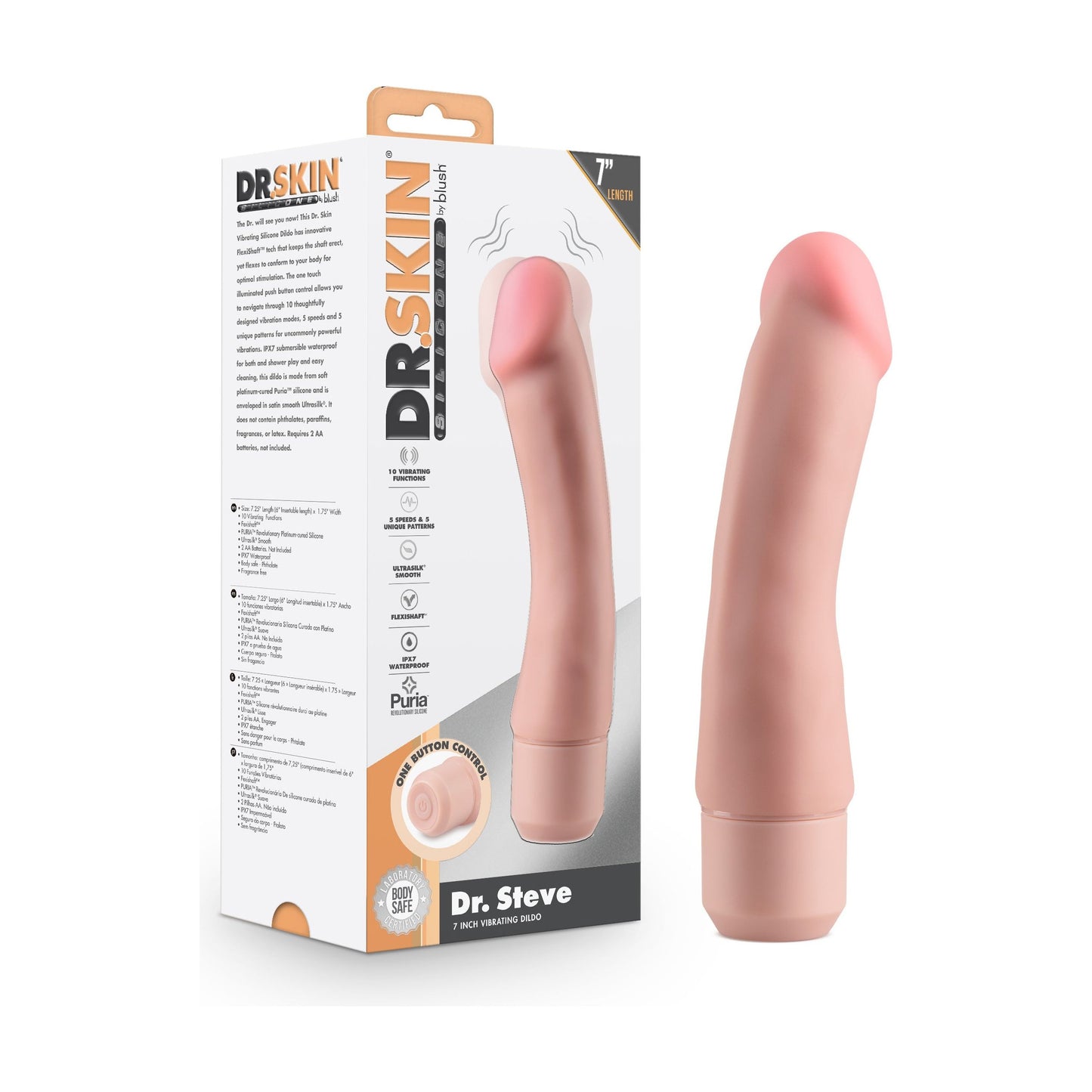Dr. Skin Silicone Dr. Steve - 7 Inch Vibrating Dildo - Beige