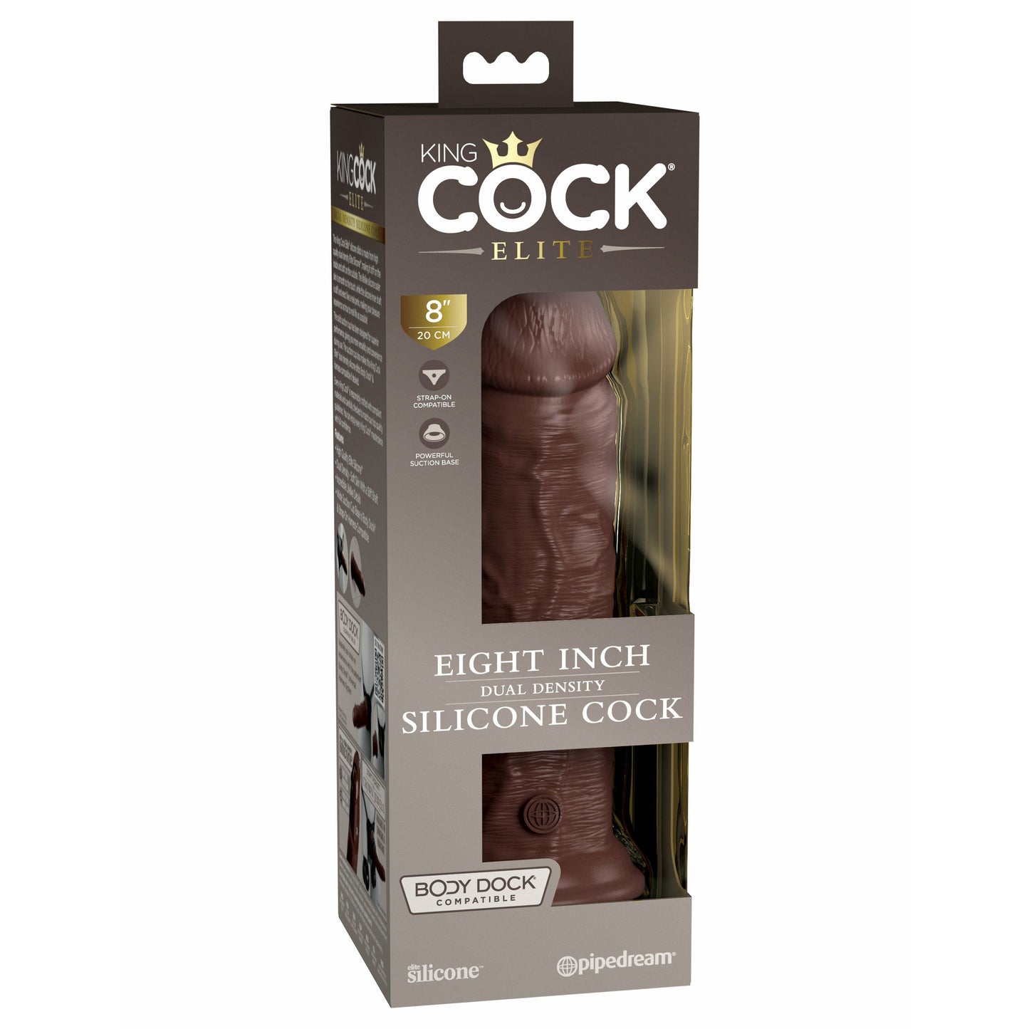King Cock Elite 8 Inch Dual Density Silicone Cock  - Brown