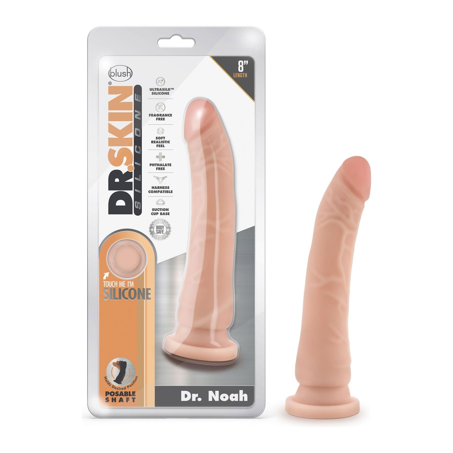 Dr. Skin Silicone - Dr. Noah - 8 Inch Dong With Suction Cup - Vanilla