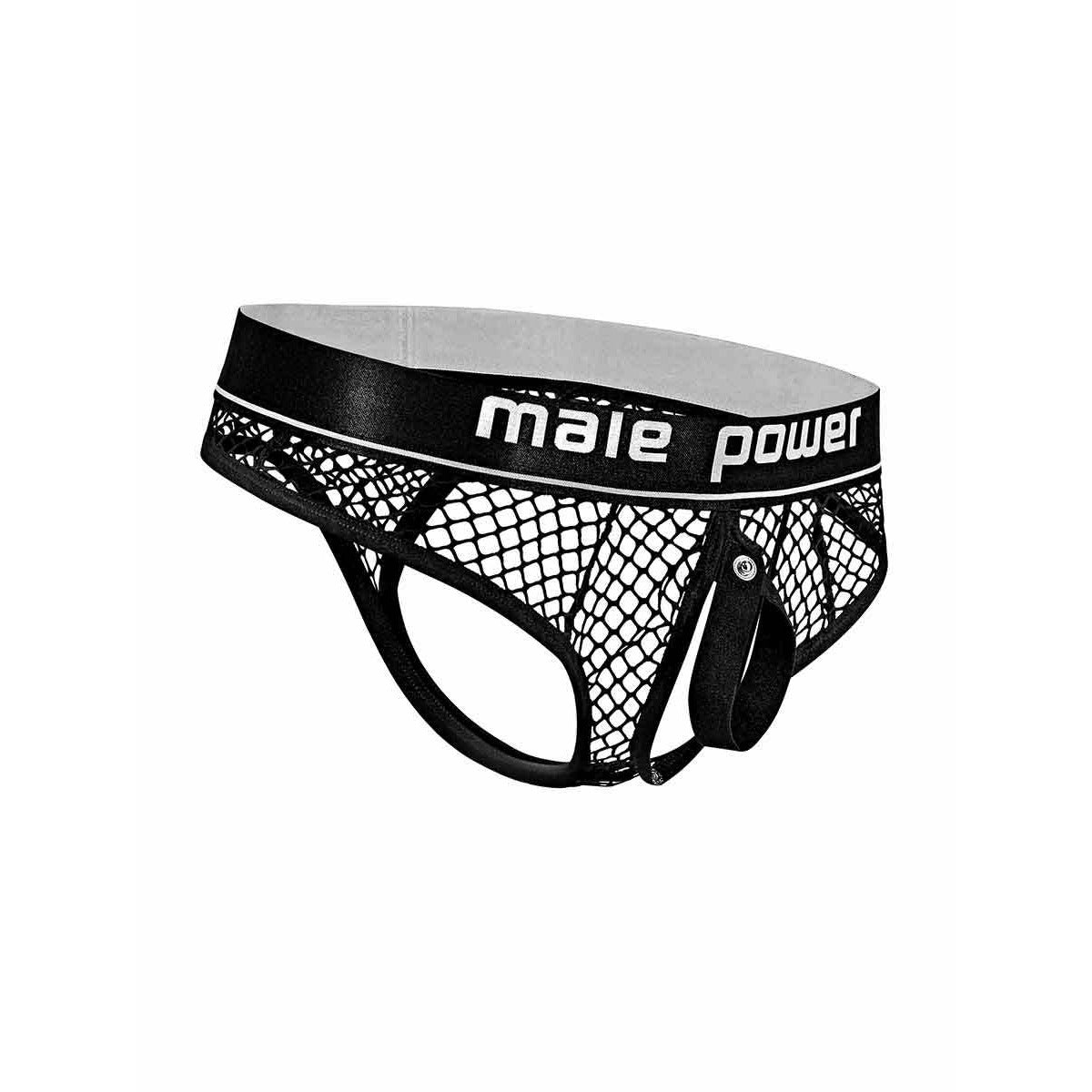Cock Pit Net Cock Ring Thong - L/ XL - Black