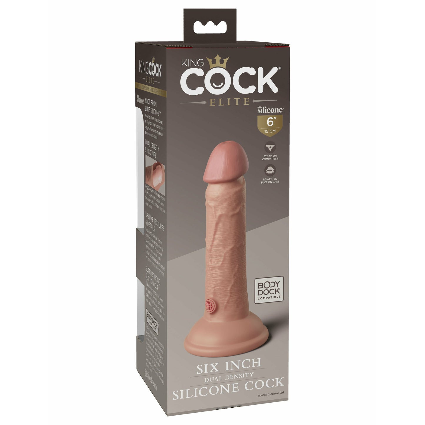 King Cock Elite 6 Inch Silicone Dual Density Cock  - Light