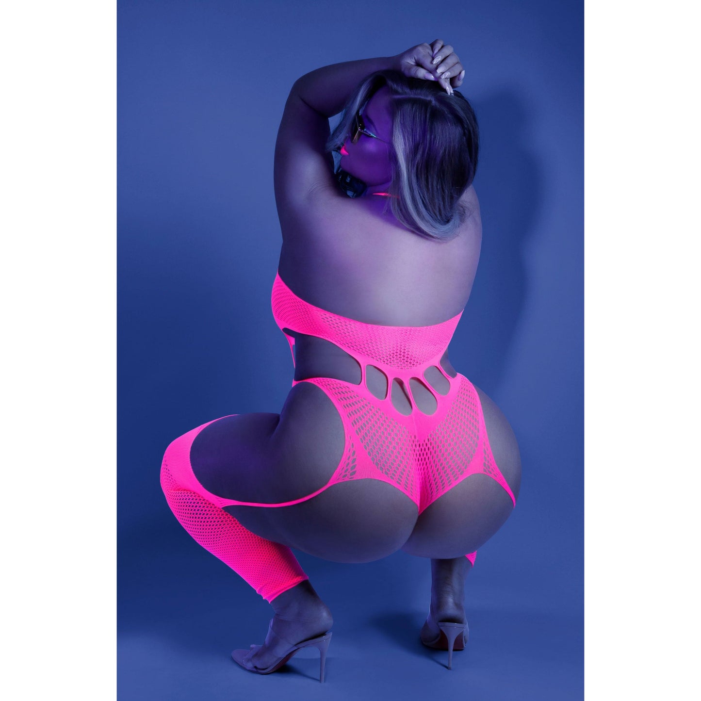 No Promises Teddy Bodystocking - One Size - Neon Pink