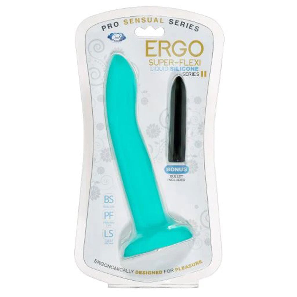 Ergo Super Flexi II Dong Soft and Flexible Liquid Silicone With Vibrator - Teal