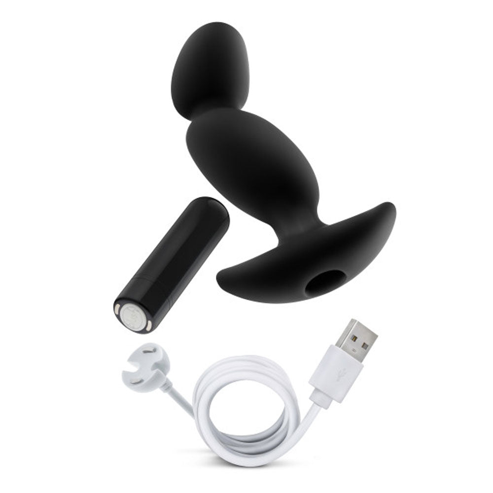 Anal Adventures- Platinum - Silicone Vibrating Prostate Massager 04-Black BL-11645