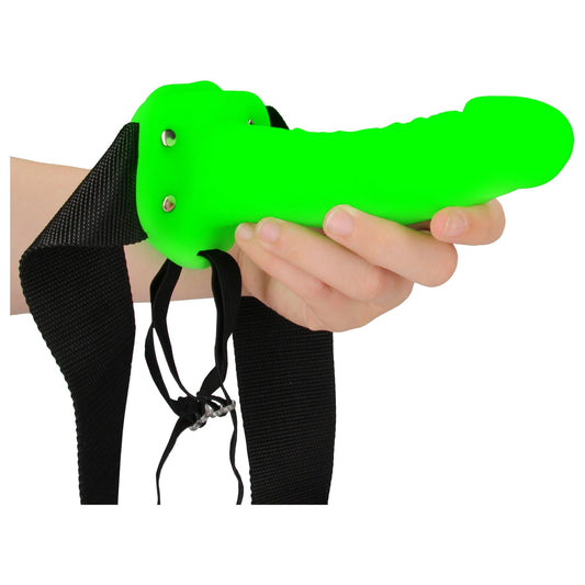 Realistic Hollow Strap-on Harness 7 Inch - Glow in the Dark