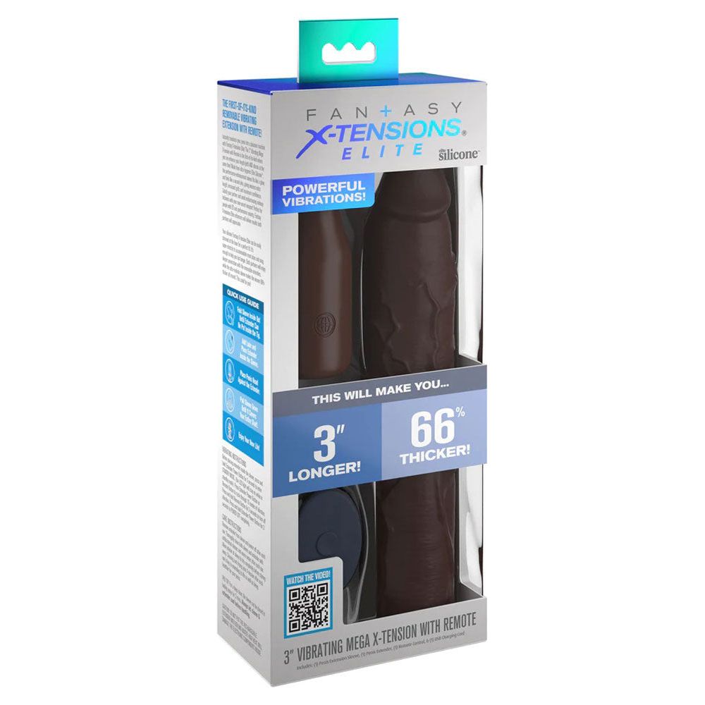 Fantasy X-Tensions Elite 9 Inch Sleeve Vibrating 3 Inch Plug With Remote - Brown