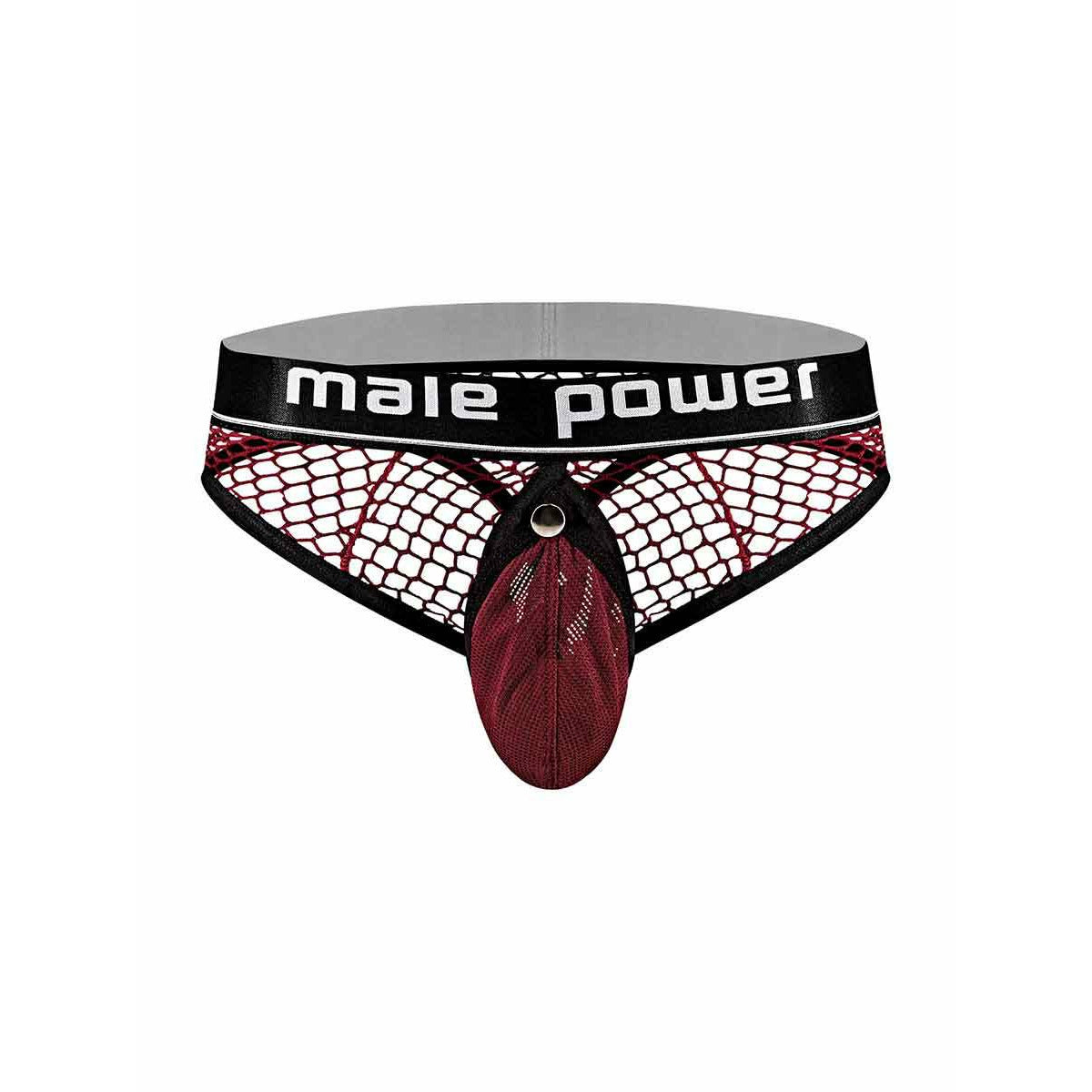 Cock Pit Net Cock Ring Thong - S/ M - Burgundy