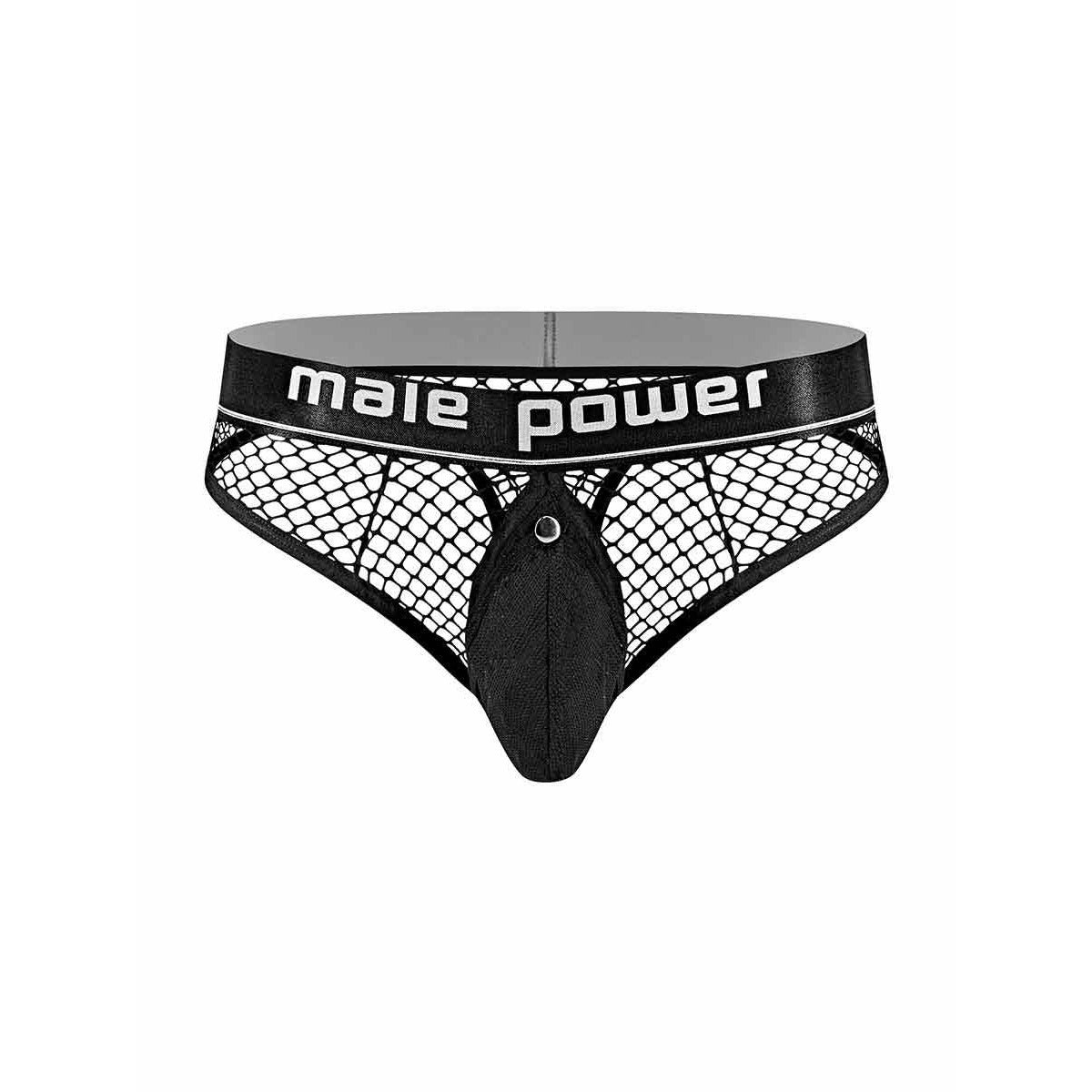 Cock Pit Net Cock Ring Thong - L/ XL - Black