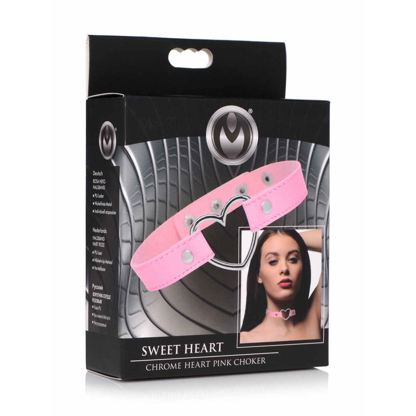 Dark Heart Chrome Heart Choker - Pink