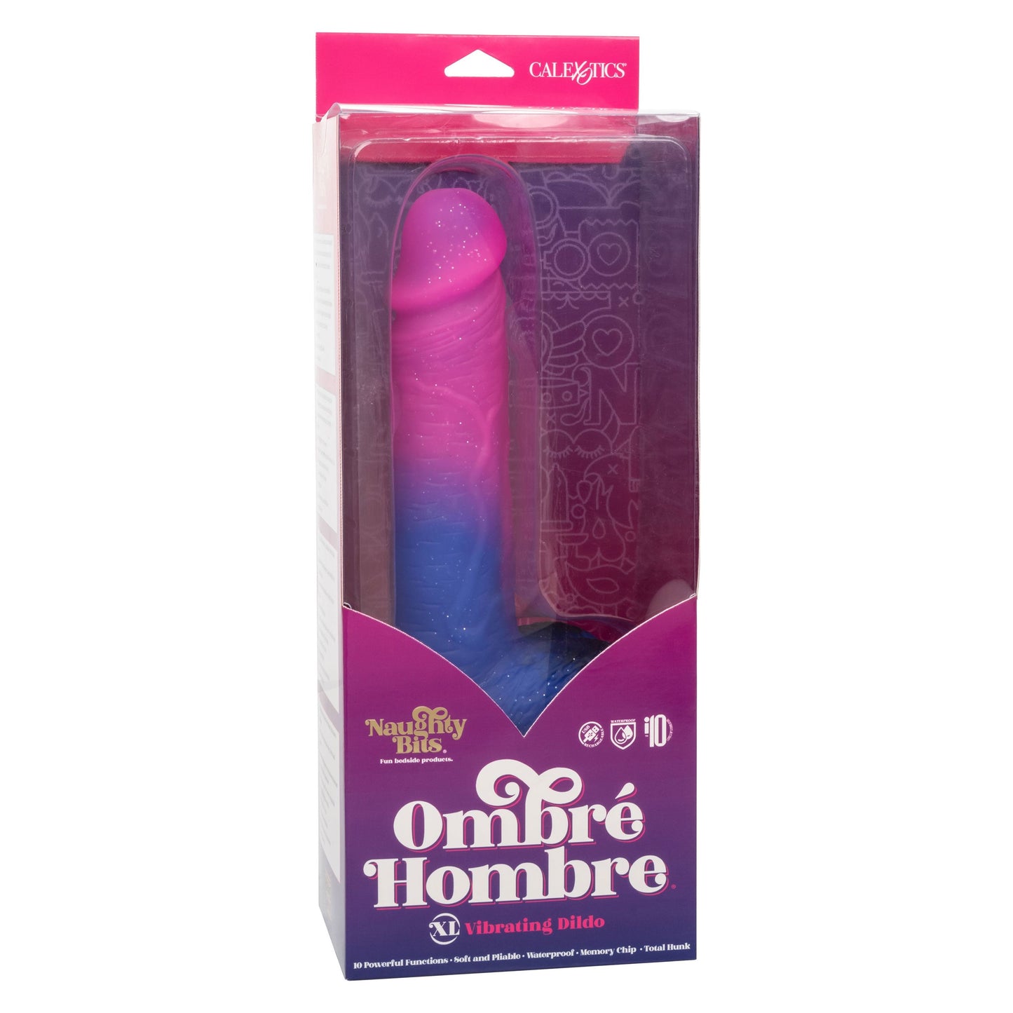 Naughty Bits Ombre Hombre XL Vibrating Dildo -  -  Pink/purple
