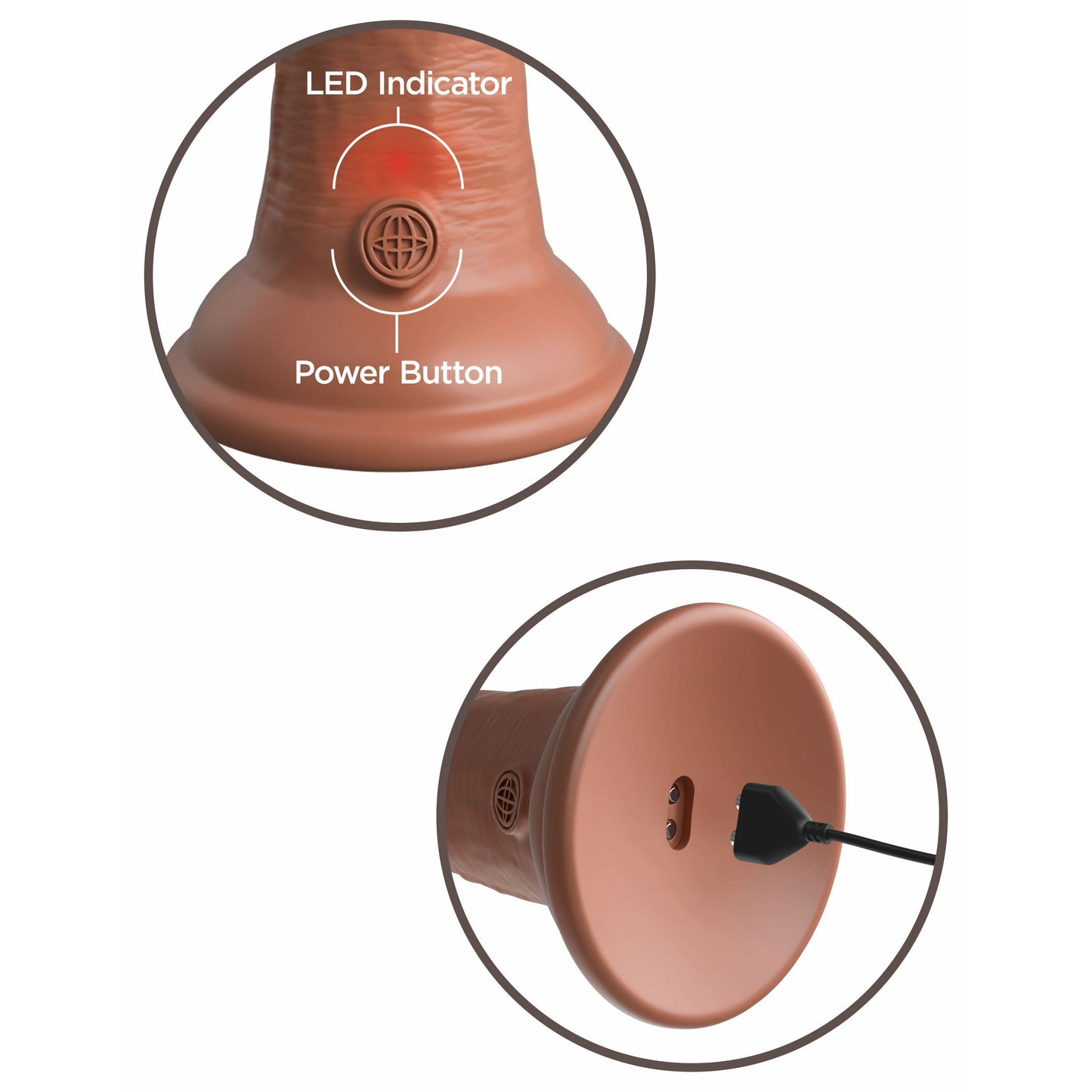 8 Inch Dual Density Vibe Silicone Cock - Tan