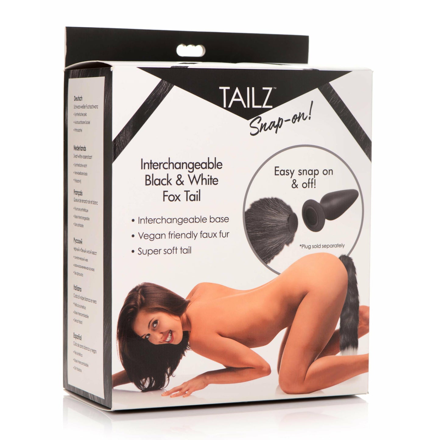 Interchangeable Black and White Fox Tail