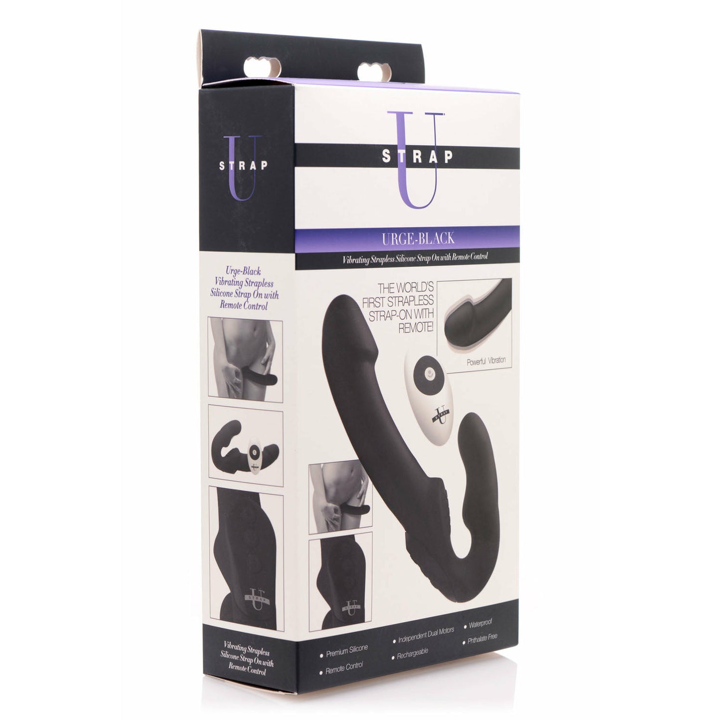 Urge Silicone Strapless Strap on With Remote - Black