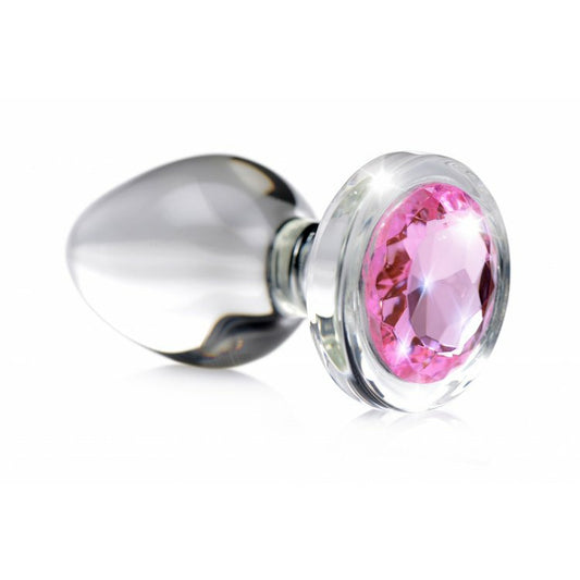 Pink Gem Glass Anal Plug - Small BTYS-AG430-SML