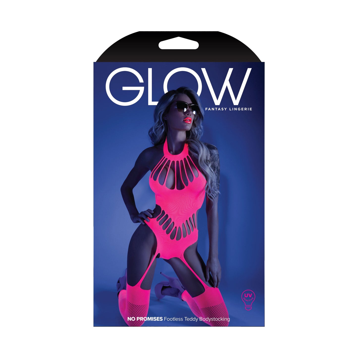 No Promises Teddy Bodystocking - One Size - Neon Pink