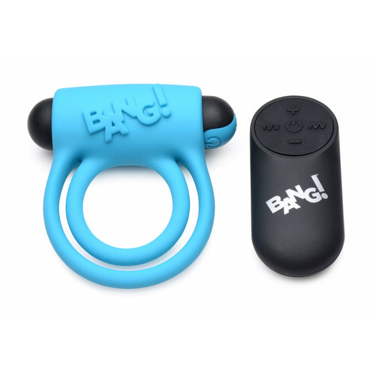 Bang - Silicone Cockring and Bullet With Remote Control - Blue BNG-AG572-BLU
