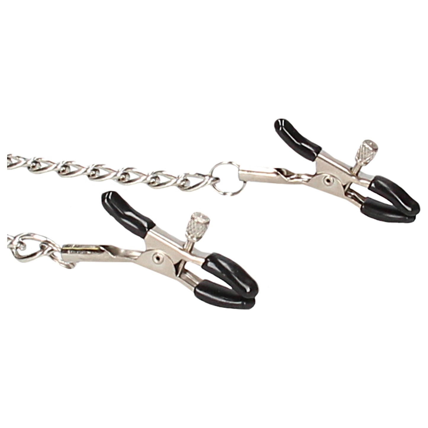 Breathable Ball Gag With Nipple Clamps - Black