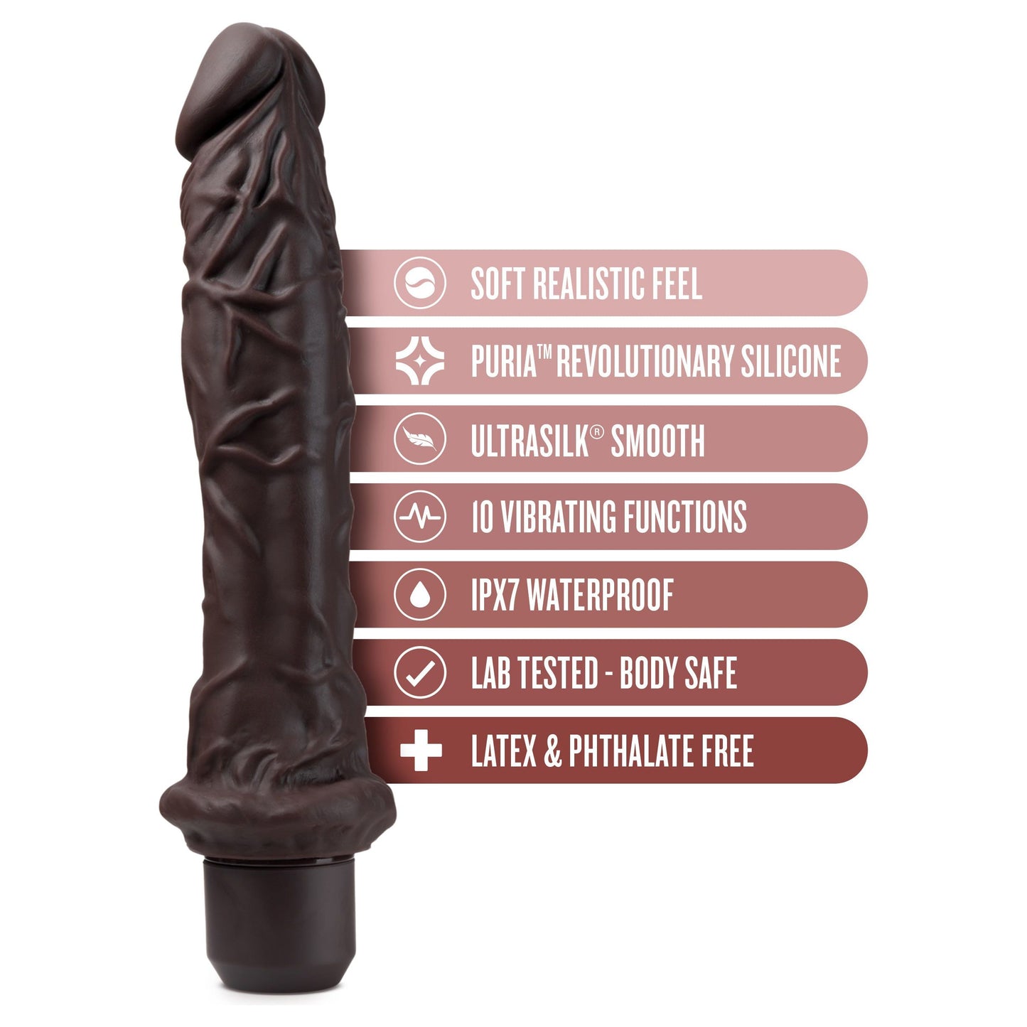 Dr. Skin Silicone - Dr. Richard - 9 Inch Vibrating Dildo - Brown