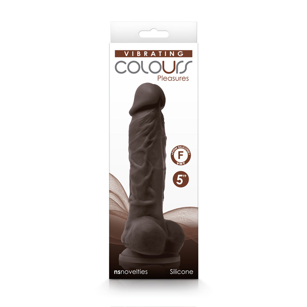Colours - Pleasures - Vibrating - 5 Inch Dildo - Dark Brown
